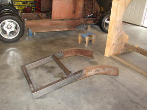 Rear frame section made out of the kick ups for the original frame and some 2" by 4"